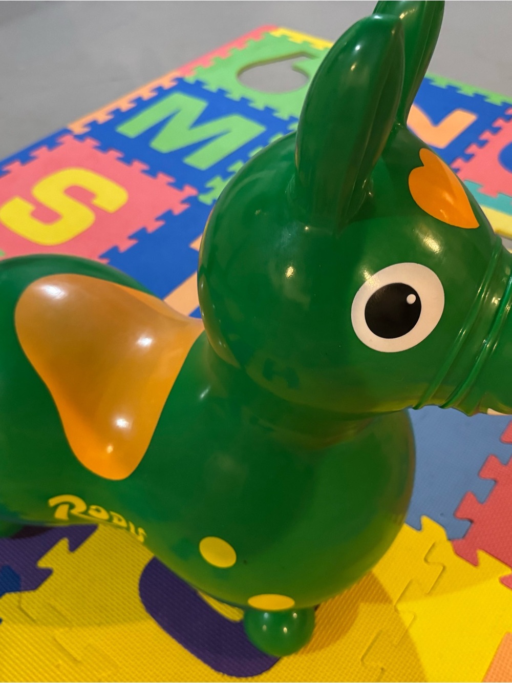 Green and Orange Bouncy Ride-On Toy for Kids